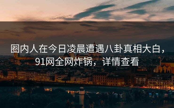 圈内人在今日凌晨遭遇八卦真相大白，91网全网炸锅，详情查看