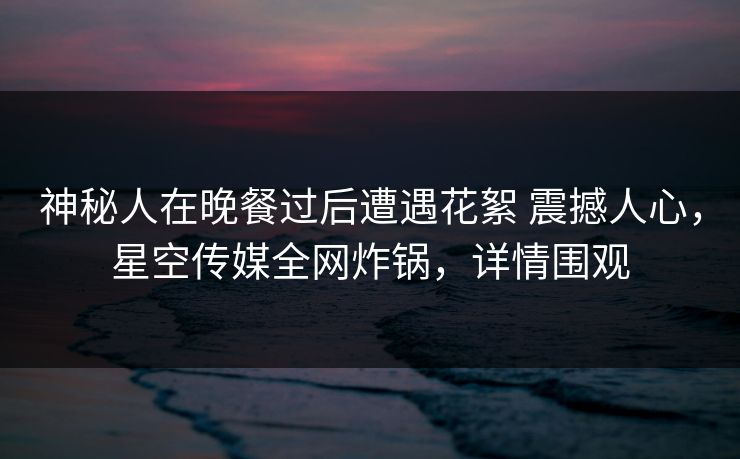 神秘人在晚餐过后遭遇花絮 震撼人心，星空传媒全网炸锅，详情围观