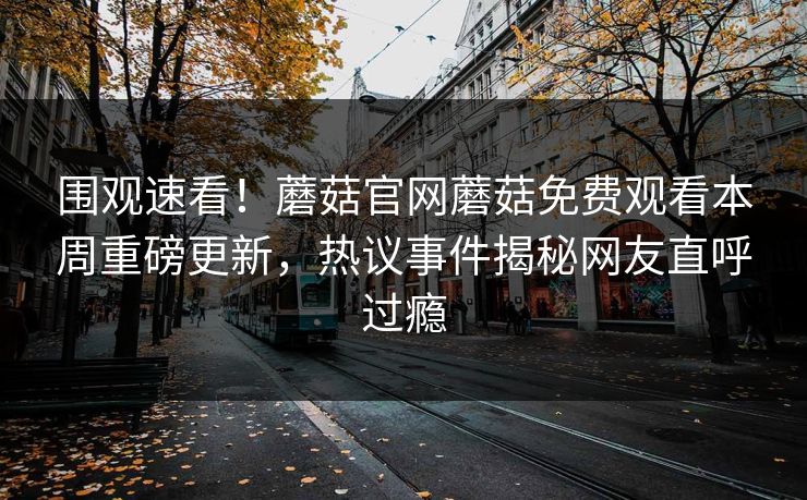 围观速看！蘑菇官网蘑菇免费观看本周重磅更新，热议事件揭秘网友直呼过瘾