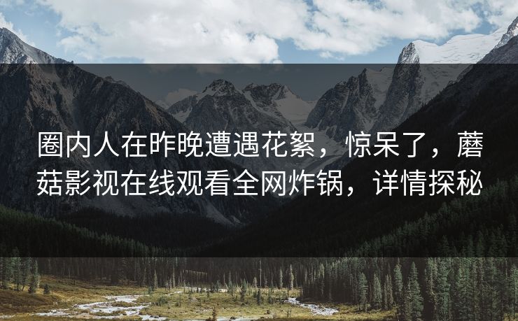 圈内人在昨晚遭遇花絮，惊呆了，蘑菇影视在线观看全网炸锅，详情探秘