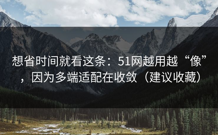 想省时间就看这条：51网越用越“像”，因为多端适配在收敛（建议收藏）